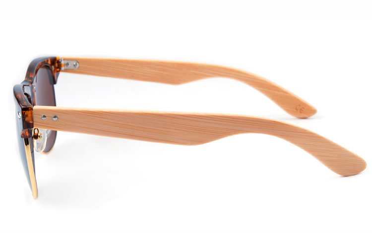 Fræk bambus clubmaster solbrille. Unisex model - sunlooper.dk - billede 3