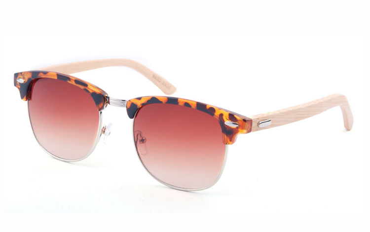 Leopard / skildpaddebrun solbrille med bambus stænger