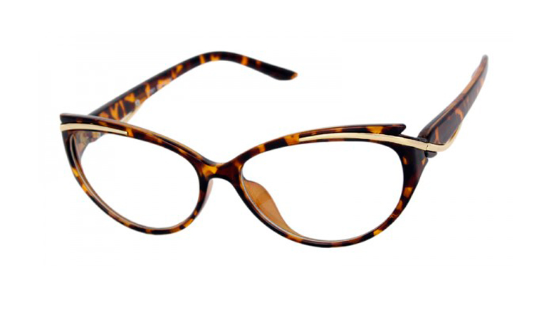 Cat eye briller med klart glas