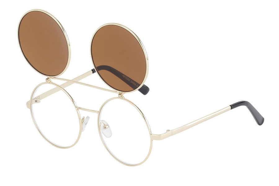 Brille med flip-up solbrille med brune linser. - sunlooper.dk - billede 2