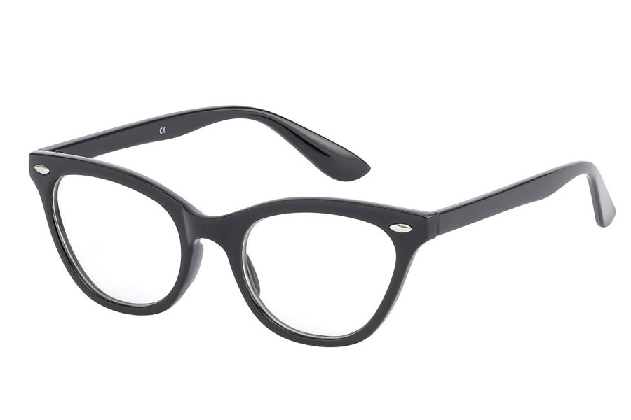 Cateye brille i sort stel med klart glas uden styrke