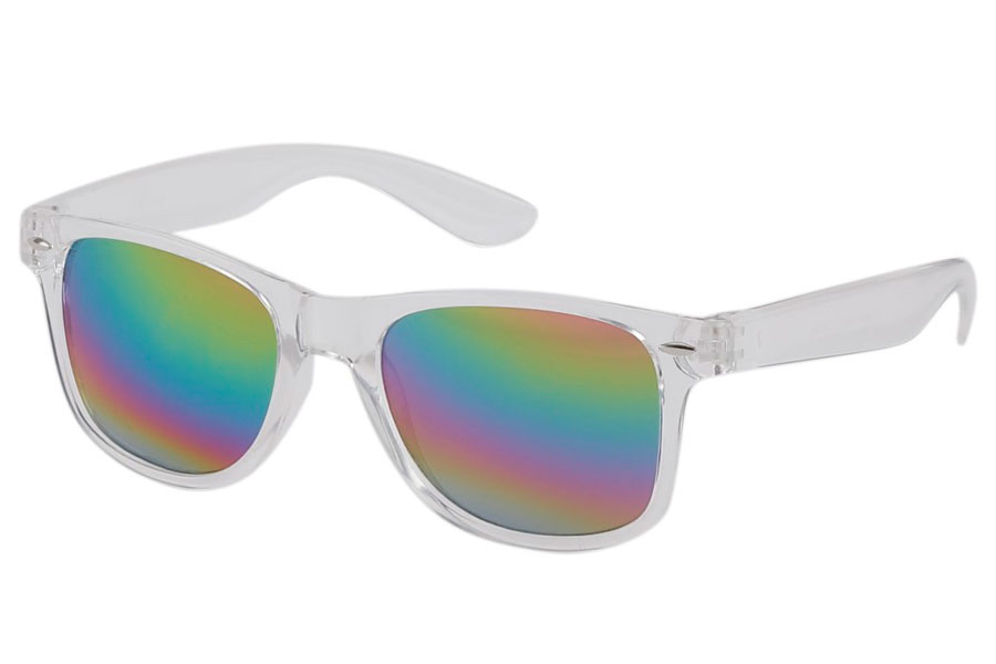 Solbrille i transparent stel med regnbue glas