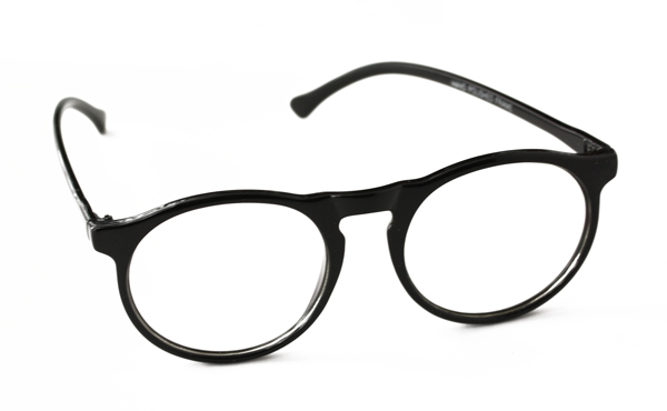 Sort moderne brille uden styrke i rundt design
