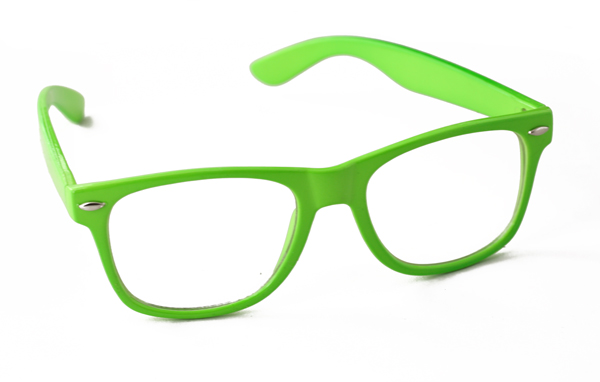 Lysgrøn / neongrøn brille uden styrke i wayfarer look