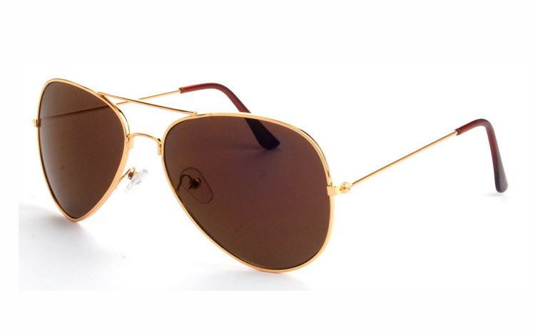 Aviator solbrille i guldfarvet design  - Design nr. 3478