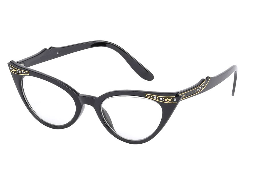 Smuk cateye brille med similisten og guldstjerner.