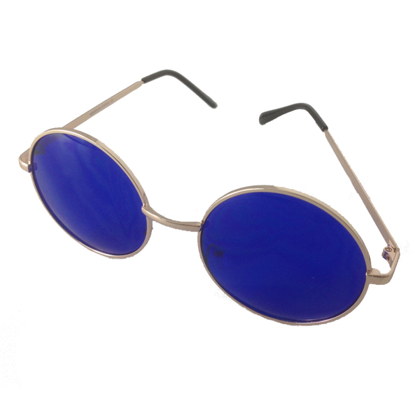 Stor Lennon solbrille med blåt glas.