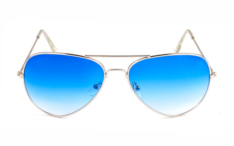 Metal pilot solbrille med blÃ¥ glas - sunlooper.dk - billede 2