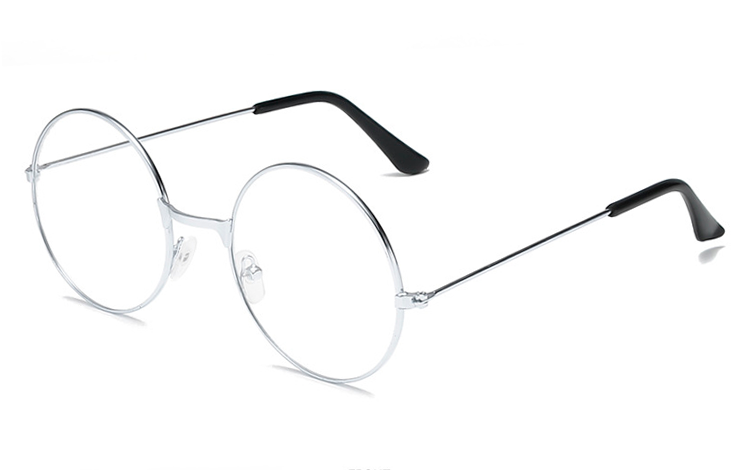 Sølvfarvet metal brille med klart glas uden styrke