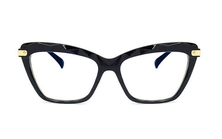 Sort cat-eye brille i mÃ¸nstret og indgraveret glas. - sunlooper.dk - billede 2