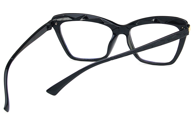 Sort cat-eye brille i mÃ¸nstret og indgraveret glas. - sunlooper.dk - billede 3