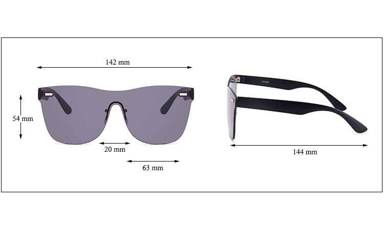 Flad one piece solbrille med mørke sorte glas - sunlooper.dk - billede 4
