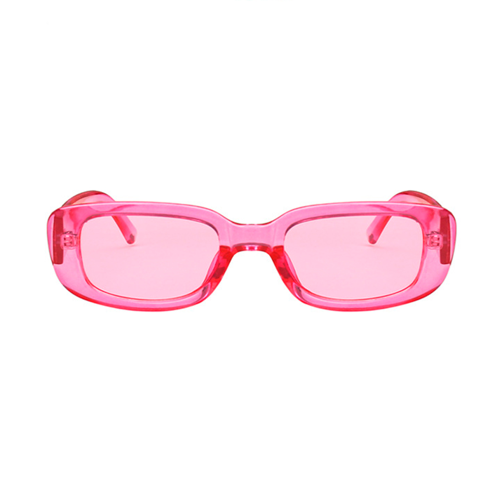 Transparent pink solbrille i aflangt firkantet design - sunlooper.dk - billede 2