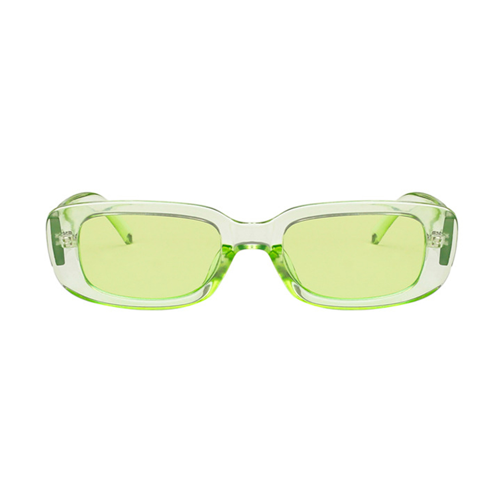 Transparent lys limegrøn solbrille i aflangt firkantet design - sunlooper.dk - billede 2