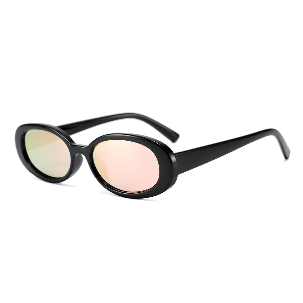 Smuk oval solbrille med fersken spejlglas