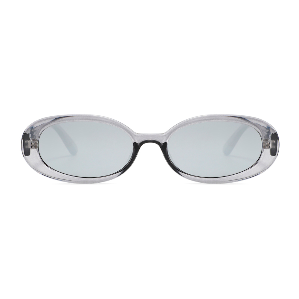 Smuk oval solbrille i transparent grå med spejlglas - sunlooper.dk - billede 2