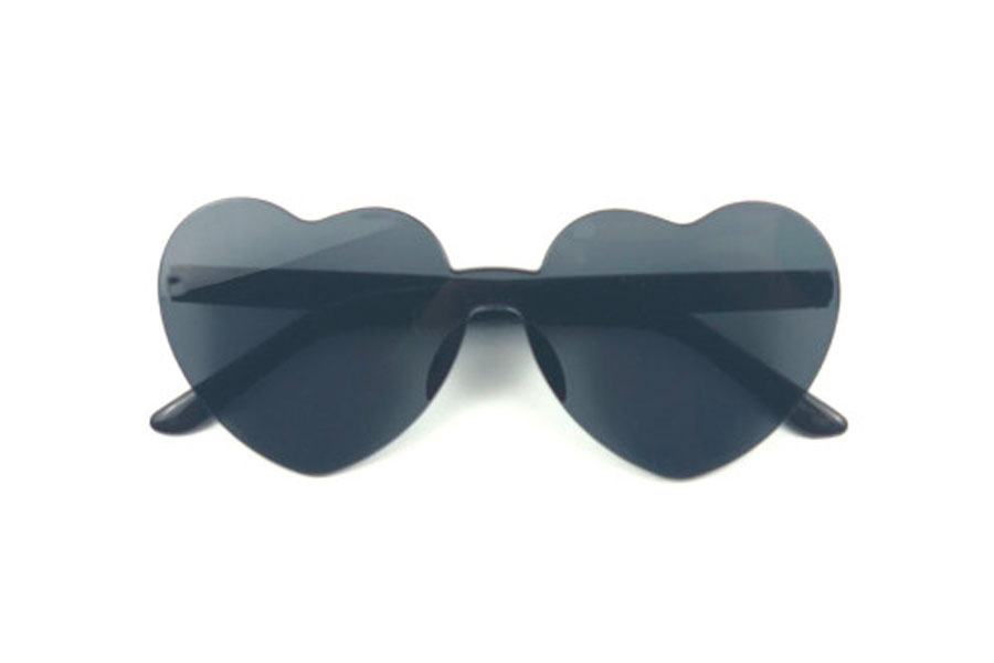 Sort hjerte solbrille i fladt design