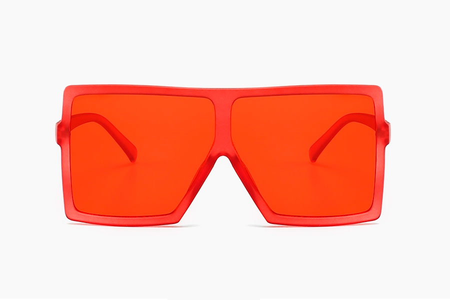 Oversized rød firkantet brille i fladt design - sunlooper.dk - billede 2