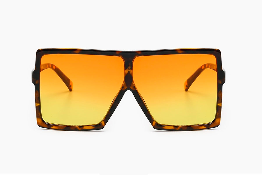Oversized firkantet brille med orange-gule glas i fladt design - sunlooper.dk - billede 2