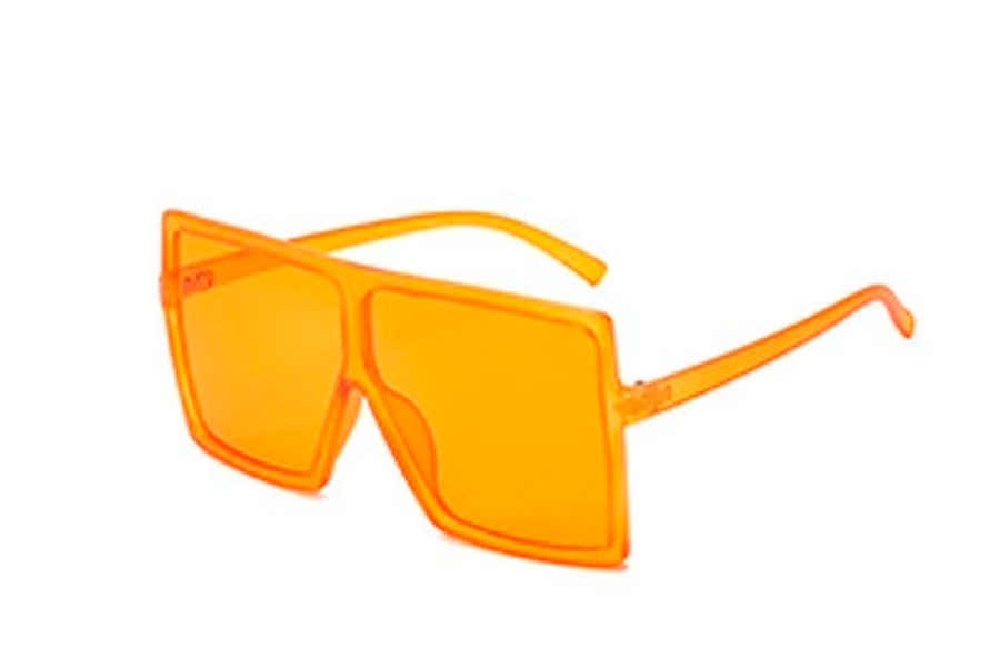 Oversized firkantet brille med orange glas i fladt design