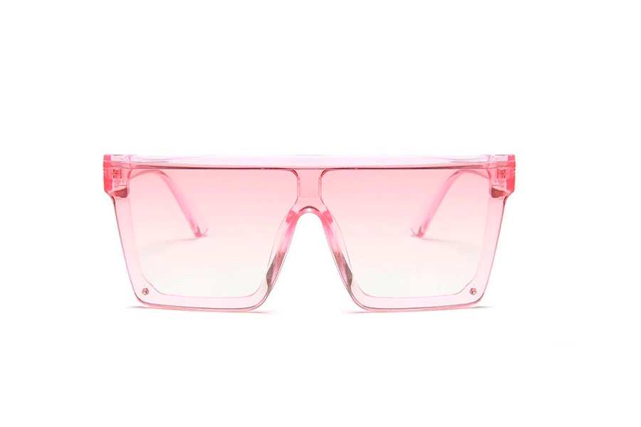 Lyserød transparent solbrille i kantet design med lyserøde glas - sunlooper.dk - billede 2
