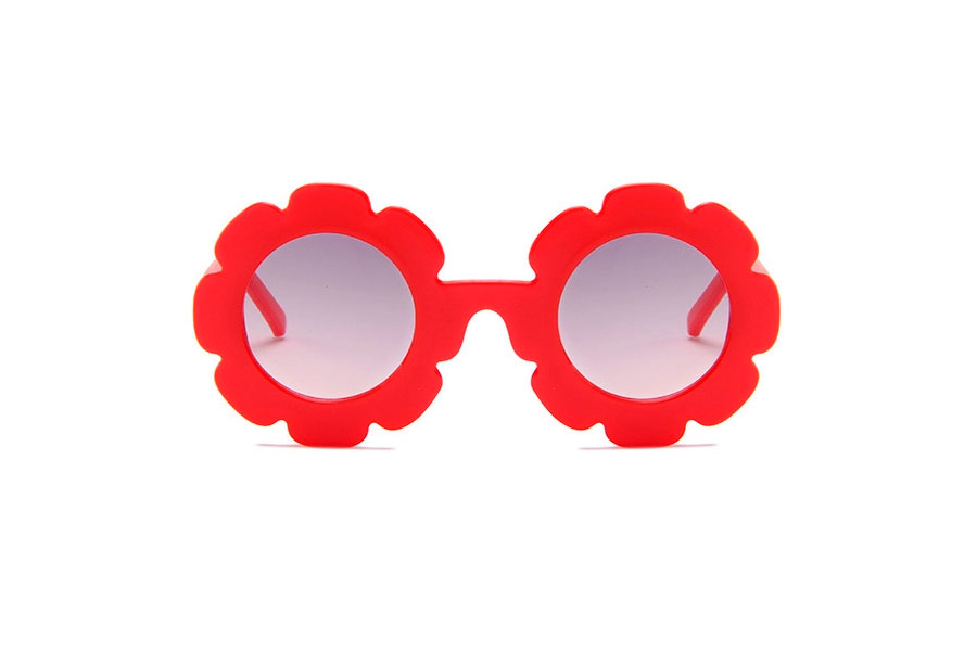 Rød BØRNE solbrille i sødt blomster design. - sunlooper.dk - billede 2