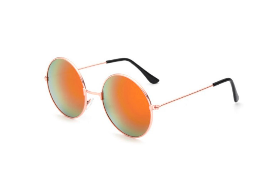 Rund metal solbrille i 