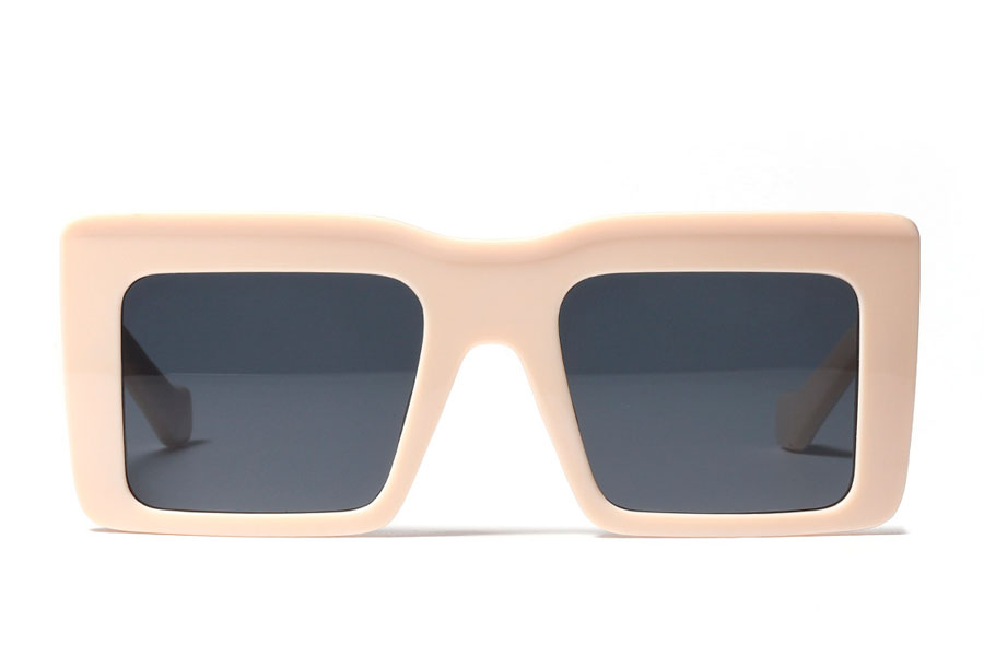 Stor firkantet mode solbrille i cremefarvet