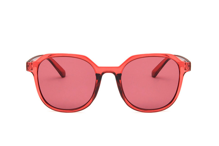 Dame solbrille i mørk pink transparent stel med rødelige glas - sunlooper.dk - billede 2
