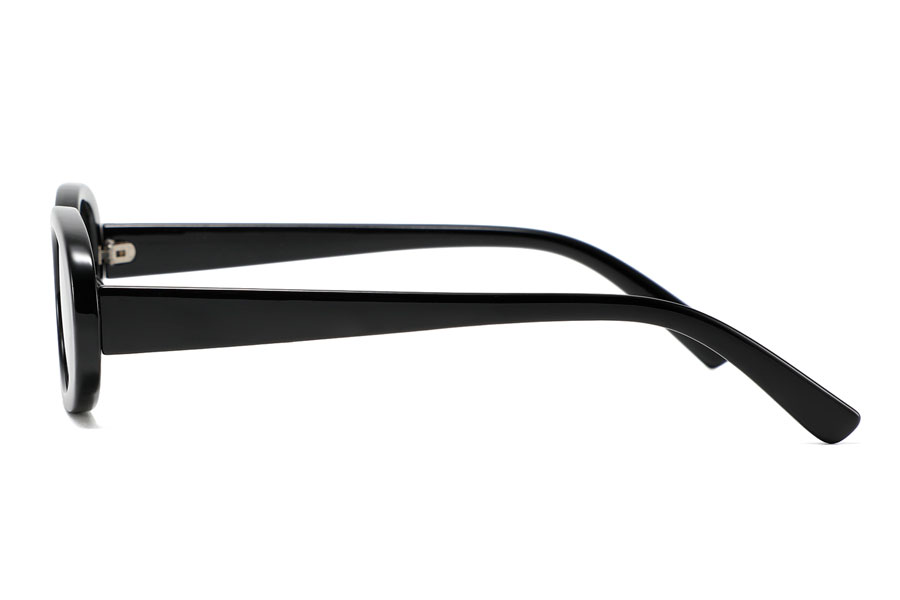 Retroinspireret oval solbrille i blank sort - sunlooper.dk - billede 4