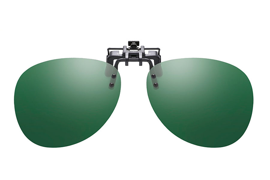 Polaroid Clip-on solbrille i grønlige glas.