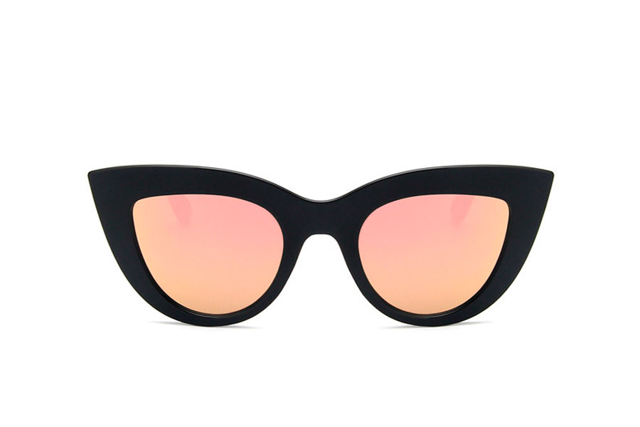 Sort cateye solbrille med spejlglas i fersken-lilla nuancer - sunlooper.dk - billede 2