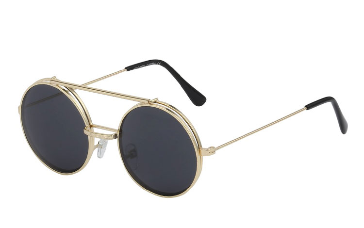 Metal brille i guldfarve med flip up solbrille - Design nr. 3461