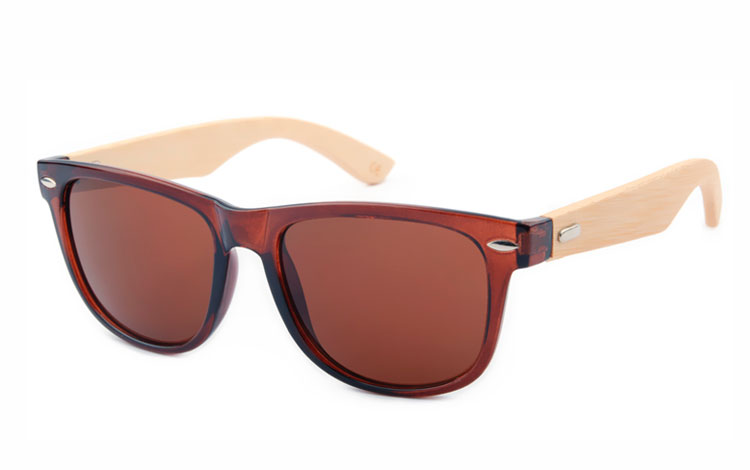 Wayfarer solbrille i brun med lyse bambus stænger - Design nr. 3500