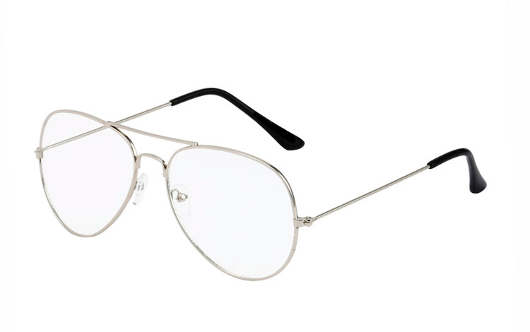 Nørdebrillen også kaldet aviator modellen med klart glas - Design nr. 3517