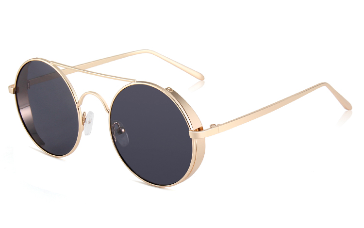 Guldfarvet rund solbrille med sidestykke - Design nr. 4442