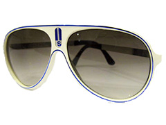 Hvid millionaire solbrille med blå streg - Design nr. 1018