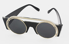 Rund solbrille i eksklusivt design. Sort med guld - Design nr. 1045