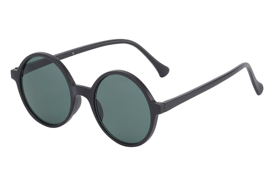 Rund MAT sort solbrille i helt rundt og enkelt design - Design nr. s3736