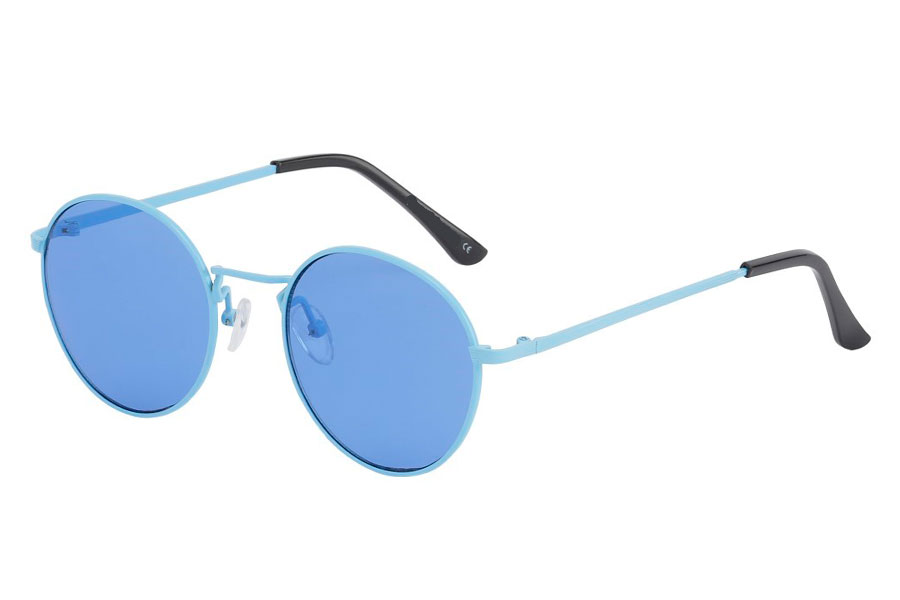 Moderigtig solbrille i lyseblåt metalstel med blå linser - Design nr. s3747