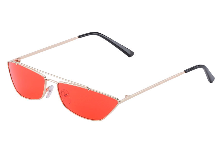 Lækker smal cat eye solbrille metalstel med røde glas - Design nr. s3867