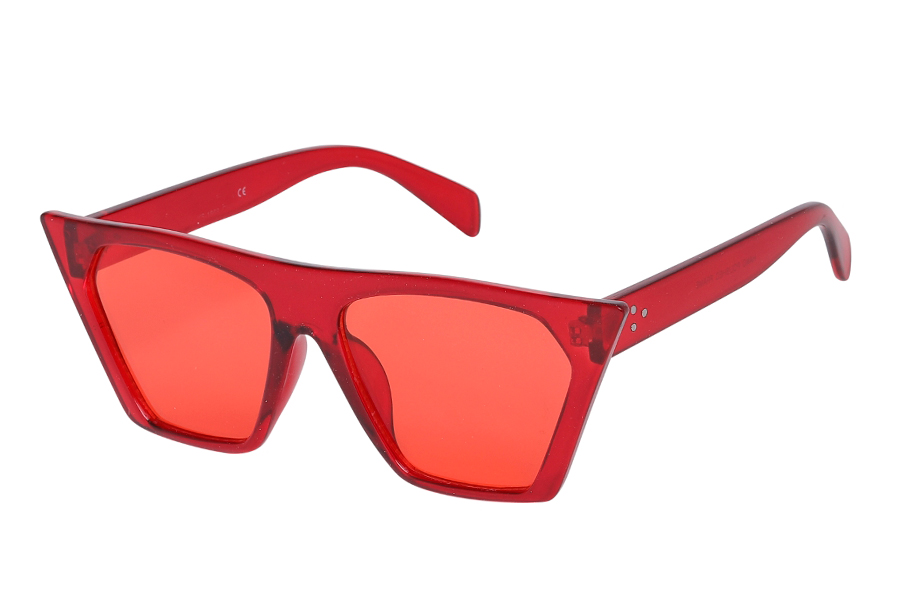 Rød cat-eye solbrille i markant spids design - Design nr. s3933