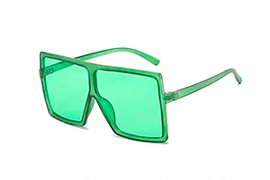 Oversized firkantet brille med grønne glas i fladt design - Design nr. s4105