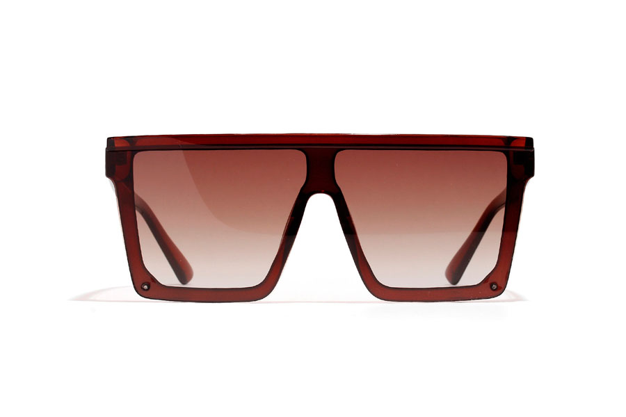 Mørkebrun blank solbrille i kantet design - Design nr. s4114