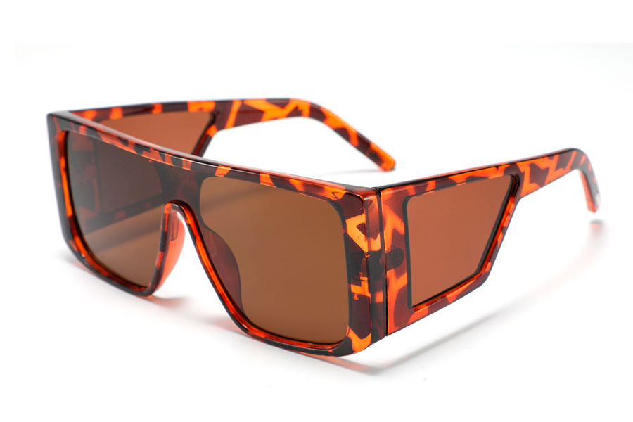 Oversize solbrille i  brunspættet stel med sideglas - Design nr. 4325