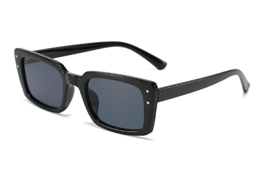 Aflang firkantet modesolbrille i blank sort - Design nr. 4356