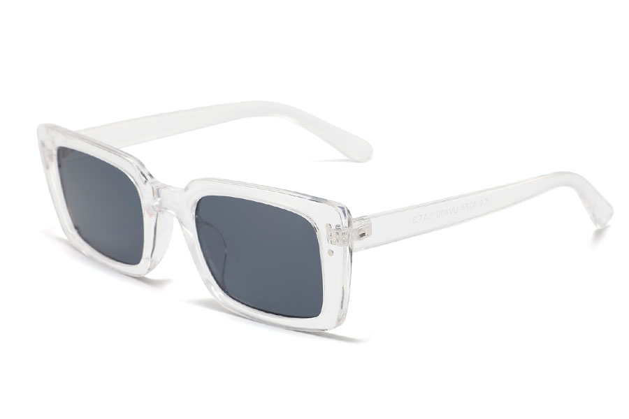 Aflang firkantet modesolbrille i klar transparent stel - Design nr. 4358